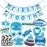 WOBBOX First Tooth Photo Booth Party Props (13 Pcs) with First Tooth Bunting Banner, Blue Colour Stylish Font, First Tooth Decoration, First Tooth Decoration Items for Baby, Design 2, Baby Boy - Blue