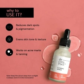 Deconstruct Clearing Serum 2% Alpha Arbutin + 5% Niacinamide | Anti - Pigmentation & Tanning Face Serum | Clears Dark Spots, Marks, Hyperpigmentation | For both Men & Women | 30ml