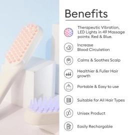 PROTOUCH LED Hair Therapy Comb with Red & Blue LED light scalp treatment & vibration massage | Hair Fall control | Scalp Massage | Portable & Detangling | For Men & Women (unisex) | For All Hair Type
