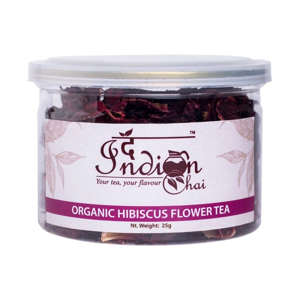 The Indian Chai - Organic Hibiscus Flower Tea for Blood Sugar and Cholesterol, Digestion, Delicious Herbal Tea, 25 grams