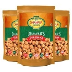DHAMPURGREEN Gur Chana Roasted Chickpeas Snacks with Gur, Sugar Free Superfood Snack with Jaggery and Chana, 450G (3X150G)