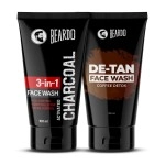 Beardo DETAN & CHARCOAL Face Wash for Men (100ml x 2) | Facewash Combo that Removes Dirt & Reduces Tan | Goodness of Activated Charcoal & Coffee along with Aloe Vera provides Moisturization to Men\'s