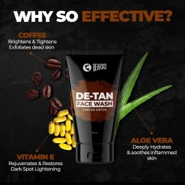 Beardo DETAN & CHARCOAL Face Wash for Men (100ml x 2) | Facewash Combo that Removes Dirt & Reduces Tan | Goodness of Activated Charcoal & Coffee along with Aloe Vera provides Moisturization to Men\'s