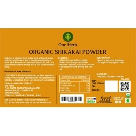 One Herb - Organic Shikakai Powder 100g, Gives Shine & Softness to Hair, Removes Hair Lice and Dandruff, Provides Stronger & Thicker Hair.