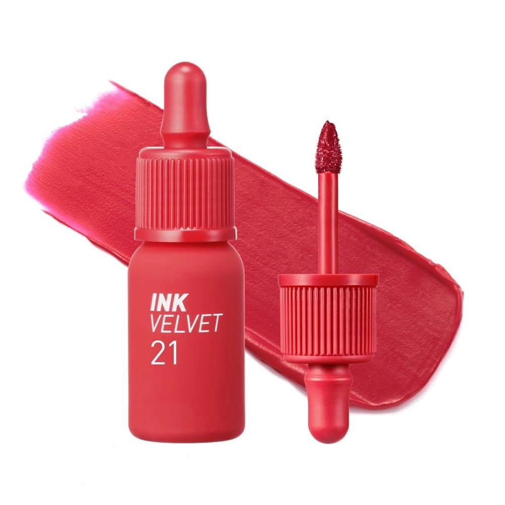 Peripera Ink the Velvet Lip Tint | High Pigment Color, Longwear, Weightless, Not Animal Tested, Gluten-Free, Paraben-Free | 021 VITALITY CORAL RED, 0.14 fl oz