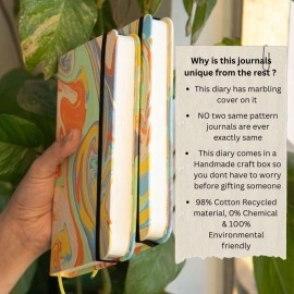 CRAFT JUNKY Hardcover Journal Notebook, Unruled Diary for Women and Men, A5 Hard Cover Journals for Writing,120Gsm Handmade Thick Paper with Fine Inner Pocket, Large (5.5 x 8.5 inches) (Rambo)