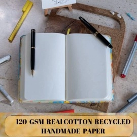 CRAFT JUNKY Hardcover Journal Notebook, Unruled Diary for Women and Men, A5 Hard Cover Journals for Writing,120Gsm Handmade Thick Paper with Fine Inner Pocket, Large (5.5 x 8.5 inches) (Rambo)