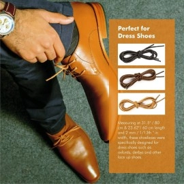 Lify Waxed Cotton Extra Thin Dress Round Shoelaces for formal shoes, available in 60CM (23.62\'\') & 80CM (31.5\'\') - 2 Pair PacK (Black, 60CM (23.62\'\' Inch))