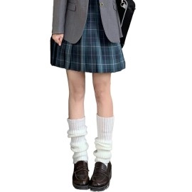 HEAVY DRIVER Leg Warmers for Women Girls Knitted Leg Warmer Calf Length Stocking Boot Socks Crochet Leggings Winter Sports Socks Retro Ribbed Leg Warmers for Women, White, One size