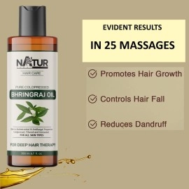 NaturCrest 100% Pure Coldpressed Bhringraj Oil For Hair Growth 200 ml | Control Hair Fall, Split Ends | Therapeutic Grade For Skin & Hair | No Mineral Oil, Silicones and Synthetic Fragrance.