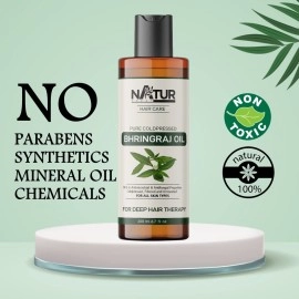NaturCrest 100% Pure Coldpressed Bhringraj Oil For Hair Growth 200 ml | Control Hair Fall, Split Ends | Therapeutic Grade For Skin & Hair | No Mineral Oil, Silicones and Synthetic Fragrance.