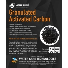 WATER CLINIC: CARE FOR WATER CARE FOR LIFE Granulated Activated Carbon/for Water Purification and Air Purification/Aquarium/Fish Tanks/Pure Activated Charcoal Rocks (500g)