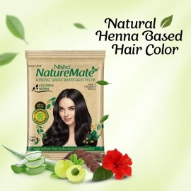 Nisha Nature Mate Henna Based Hair Color Powder Without Ammonia Natural Black 10Gm Sachet Pack of 10 (Natural Black, 10gm Pack of 10)