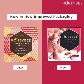 HoneyBee Stripless Wax | Pan With Handle | Spatula | Post Wax Wipes | Katori Wax | For Upper Lip, Chin, Jaw, Underarms And Brazilian | For Face And Sensitive Areas | 120 Gm, Women