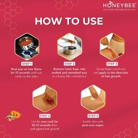 HoneyBee Stripless Wax | Pan With Handle | Spatula | Post Wax Wipes | Katori Wax | For Upper Lip, Chin, Jaw, Underarms And Brazilian | For Face And Sensitive Areas | 120 Gm, Women