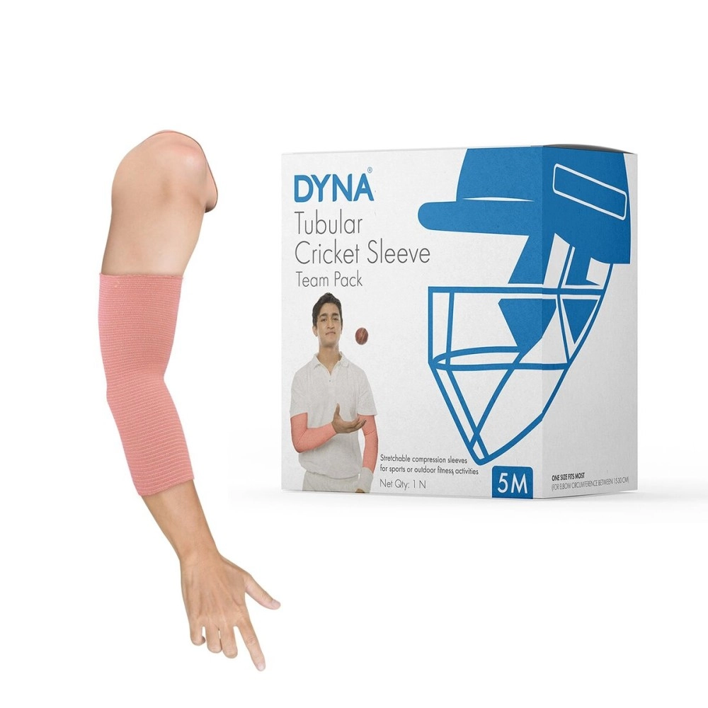 Dyna Cricket Sleeve | Sports Sleeve | Mild Compression | Injury Prevention for Men and Women | Sun Protection Arm Sleeve | Breathable & Reusable, Beige, 5 m