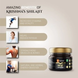 KRISHNA\'S HERBAL & AYURVEDA 100% Pure Himalayan Shilajit Resin for Boost Performance, Power, Stamina, Endurance, Strength & Overall Wellbeing - 40 gm