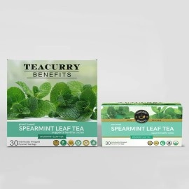 TEACURRY Spearmint Tea Bag - Helps With Hormonal Imbalance, Facial Hair, And Pcos | Spearmint Leaves (30 Tea Bags - 1 Month Pack), 60 Grams
