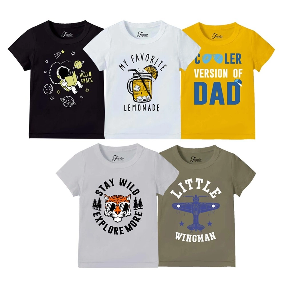 JUGULAR Baby Boys Cotton Regular Fit Baby T-Shirt (Pack Of 5), Multicolour-2, 3-6 M