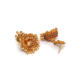 Shining Diva Fashion Latest Stylish Choker Traditional Temple Necklace Jewellery Set for Women (12086s), Golden, One