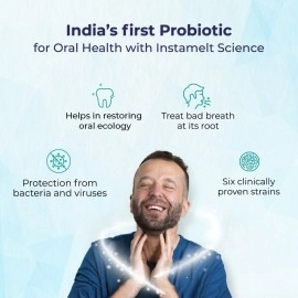 Velbiom EnKor-D Immunity Boosting Daily Probiotic for Oral Health Prevents Sore Throat, Cough, Oral Infections Prevents Bad Breath For Men and Women Clinically tested - 10 Sachets Pack, Mint Flavour