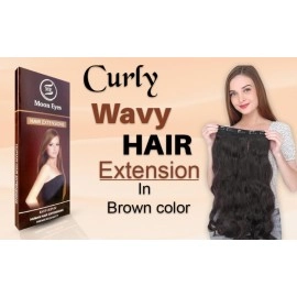 MoonEyes Dark Brown Color Curly Wavy Hair Extension in 5 Clip Based
