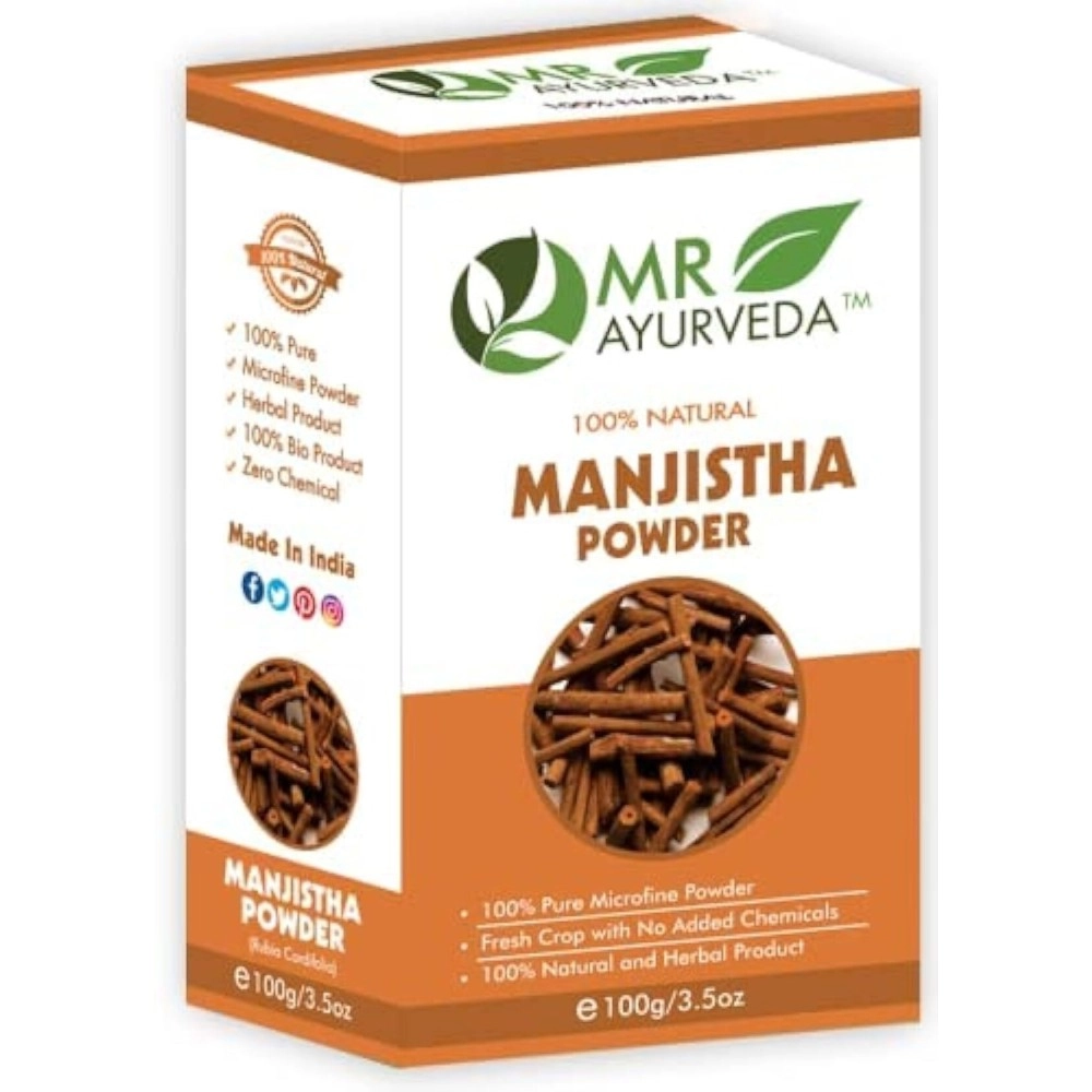 MR Ayurveda 100% Natural Manjistha Powder | Manjistha Powder Organic | Manjistha Powder for Face | Manjistha Powder for Skin Whitening | No Added Chemicals, 100 Grams