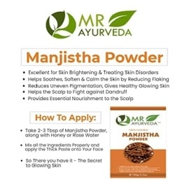 MR Ayurveda 100% Natural Manjistha Powder | Manjistha Powder Organic | Manjistha Powder for Face | Manjistha Powder for Skin Whitening | No Added Chemicals, 100 Grams