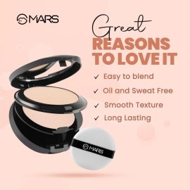 MARS Wonder 2 In 1 Compact With Mirror And Powder Puff | Oil And Sweat Control | Long Lasting Compact Powder For All Skin | Natural Finish (16.0Gm) (Shade-02)