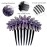 PALAYPurple Leaf Hair Clips for Women Flower Hair Comb Pins Slide Hair Clips for Girls Crystal Barrettes Bridal Charm Hair Accessories(Purple)