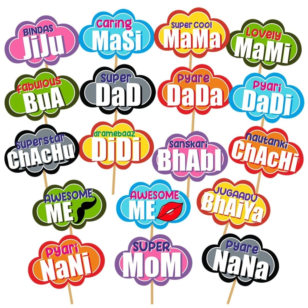 Party Propz Wedding Haldi Props 27 Pcs for Bride and Family, pre Wedding Props for Photoshoot, Marriage Props