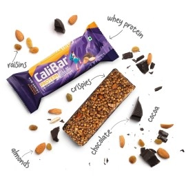 CaliBar 20 Gram Protein Bar - Almond Choco Crispy Bar No Added Sugar, Gluten-Free, 5 Gram Fiber, No Preservatives, Delicious Taste & 100% Veg Whey & Plant Based Protein (6 Bars)