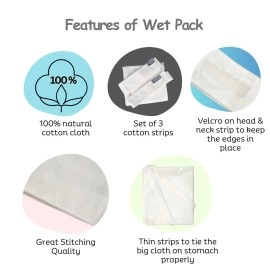 Manushya Life Wet Pack | Satvic Lifestyle | Cotton Patti | Body Detox | Place on Head, Neck, Abdomen | Pain relief | Cloth bag & Manual Included | Pack of 1