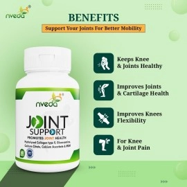 Nveda Joint Support for keeping Joints healthy containing Collagen Type 2, Glucosamine, Calcium and MSM (60 Nos)
