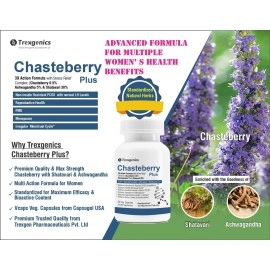 Trexgenics CHASTEBERRY PLUS Women\'s health formula with Chasteberry, Ashwagandha & Shatavari (60 Vcaps) (Pack of 1)