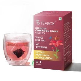 Teabox Hibiscus Cinnamon Clove Green Tea 100 grams Loose Tea | A Unique Herbal & Spice Infusion | Natural Hibiscus, Cinnamon & Clove