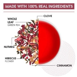 Teabox Hibiscus Cinnamon Clove Green Tea 100 grams Loose Tea | A Unique Herbal & Spice Infusion | Natural Hibiscus, Cinnamon & Clove