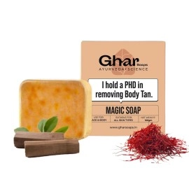 GHAR SOAPS Magic Soap Sandal Wood And Saffron Bath Soap For Glowing Brightening And Refreshing Skin Natural & Paraben Free| Deeply clean pores and remove dirt and grime (Pack of 1 (100 gm))
