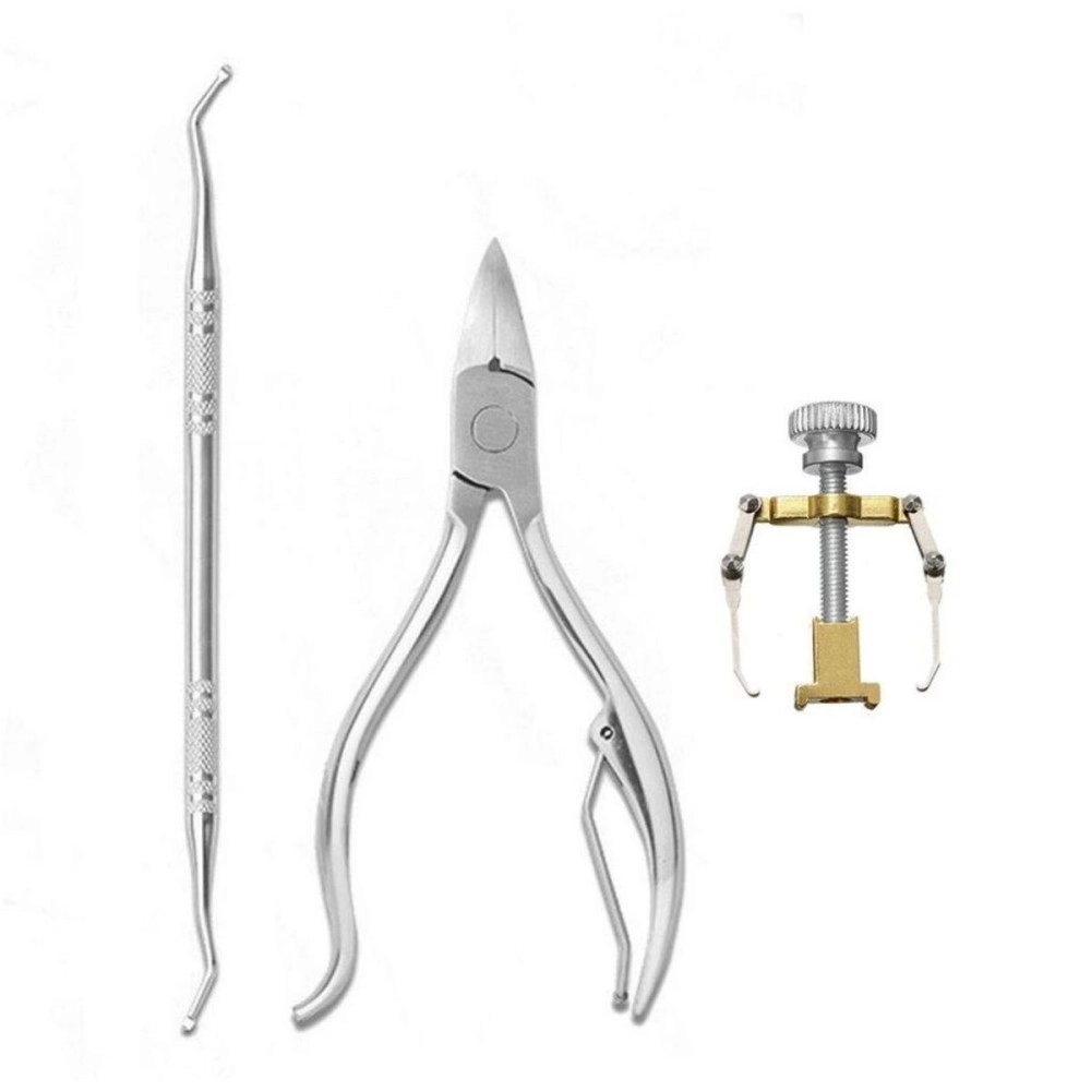 MAYCREATE 3Pcs Toe Nail Correction Tool Pedicure Tool + Ingrown Toe Nail Lifter + Stainless Steel Nail Clipper/Nipper