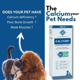 PET360 Calcium+ Advanced Mobility Formula with Calcium, Amino Acids & Vitamins for Dogs & Cats - 200 ml | Bone Growth, Muscle Strength & Nerve Support | Nutritional Supplements for Pets