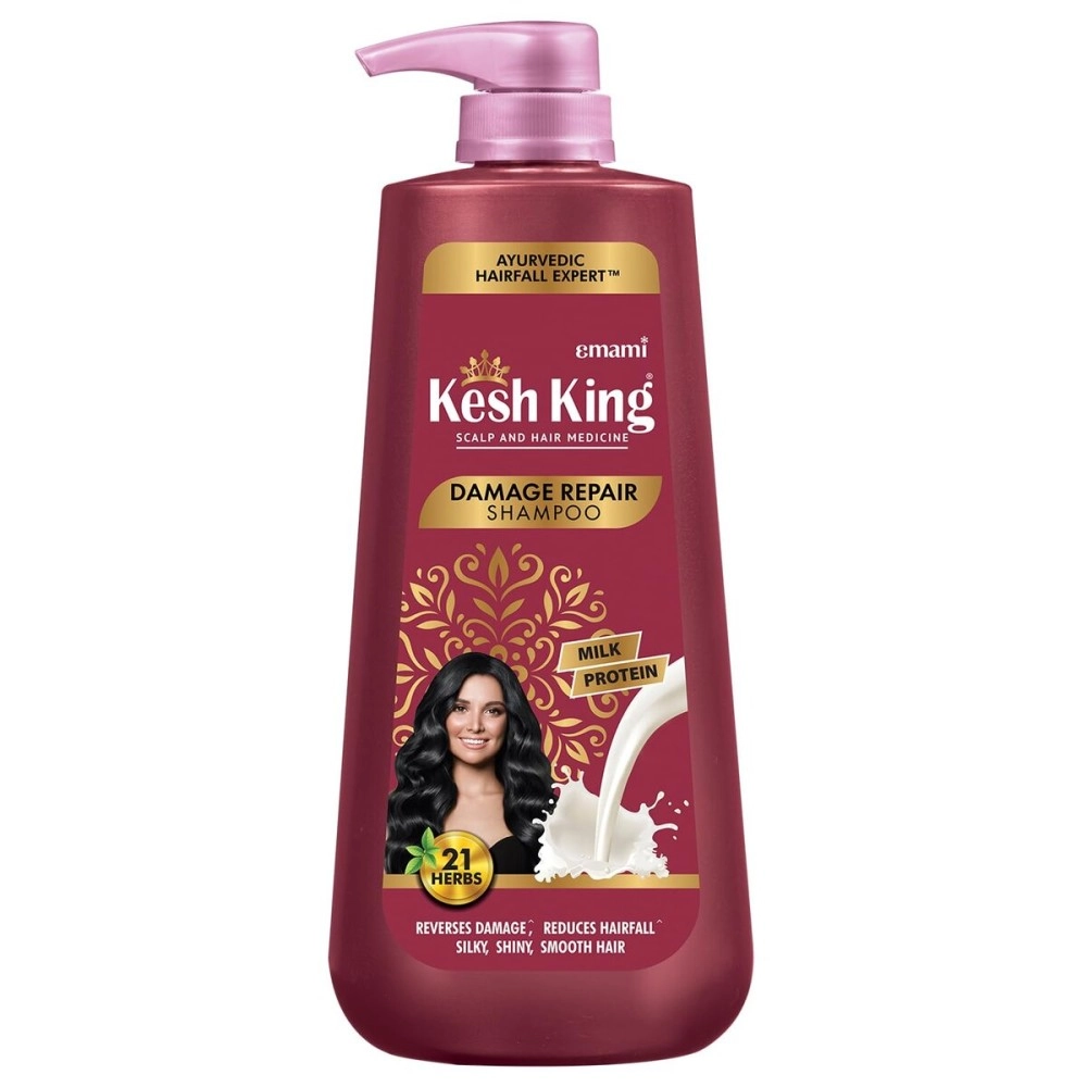 KESH KING Damage Repair Shampoo | with Milk Protein & 21 Ayurvedic Herbs | Reduces Hairfall | Nourishes Hair Roots | Provides Soft & Smooth Hairs | 20.29 Fl Oz (600 ml)