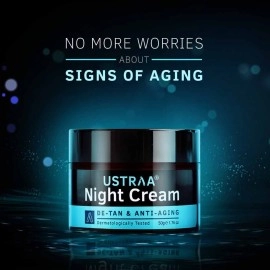 Ustraa Night Cream - De-tan & Anti-aging 50g - Dermatologically Tested - with Niacinamide and Licorie Extract - No Sulphates, No Parabens, No Mineral Oil