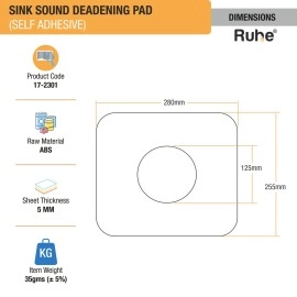 Ruhe Sound Deadening Foam Pads for Kitchen Sinks | Lightweight Sound Absorbing Pads | Foam Pads with Strong Adhesive | Pack of 2