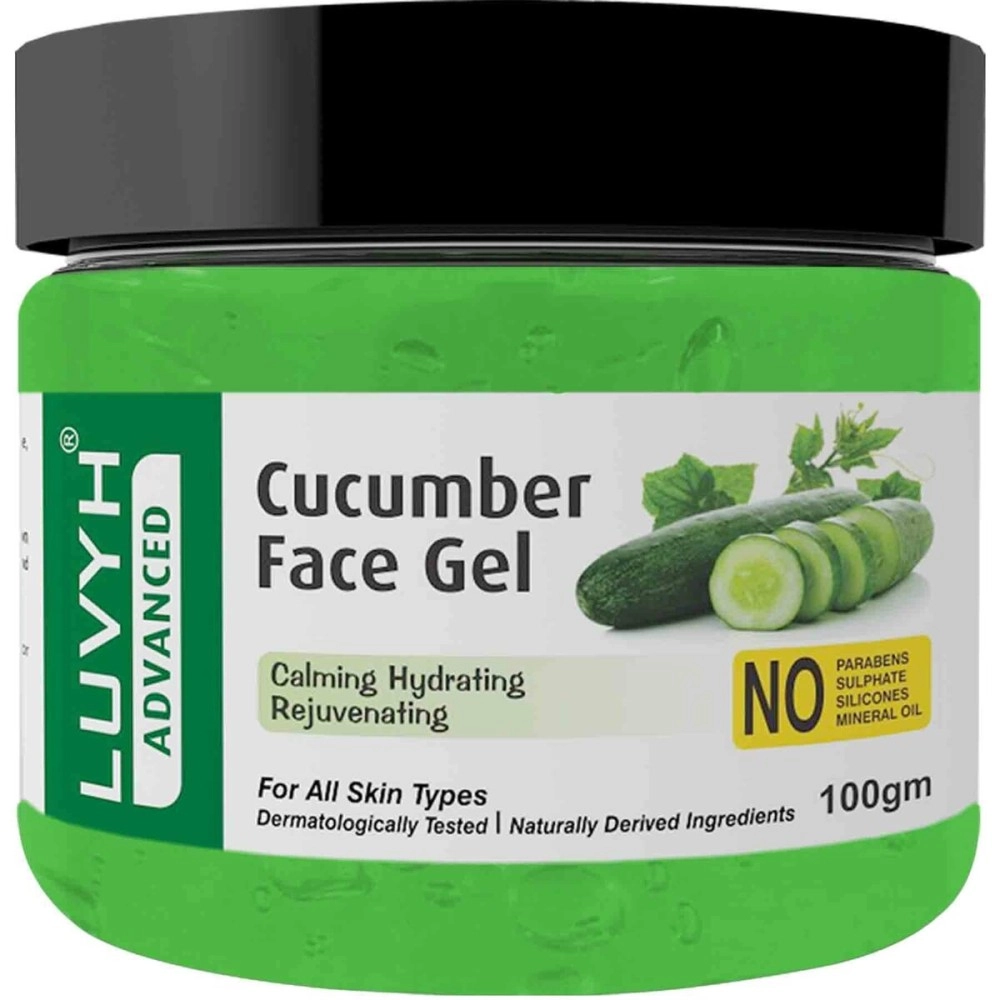 Luvyh Cucumber Face Gel Skin Mustiorizer 100 g, Skin Hydrating Soothing Light Weight Formula, Helps Reduce Redness, Puffiness & Blemishes