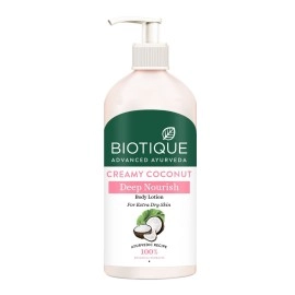 Biotique Creamy Coconut Deep Nourish Body lotion For Extra Dry Skin | Heals, Repairs, and Soothes the Skin | Moisturizing and Skin-Humidifying | 100% Botanical Extracts| All Skin Types | 300ml