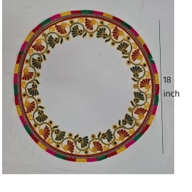 Bhavyam Kanku Pagla Cloth Rumal for Baby Women Bridle - Traditional Kutchi Hand Work Embroidered Footprint Rumal for Welcome New Born Baby Bride (1pcs/Round)