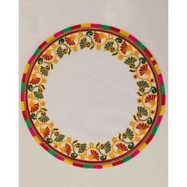 Bhavyam Kanku Pagla Cloth Rumal for Baby Women Bridle - Traditional Kutchi Hand Work Embroidered Footprint Rumal for Welcome New Born Baby Bride (1pcs/Round)