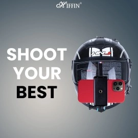 HIFFIN Helmet Chin Strap Mount with Mobile Clip & Screw Compatible with All Smart Phones Go pro Hero (Helmet Mount KIT, Helmet Mount KIT)