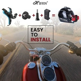 HIFFIN Helmet Chin Strap Mount with Mobile Clip & Screw Compatible with All Smart Phones Go pro Hero (Helmet Mount KIT, Helmet Mount KIT)
