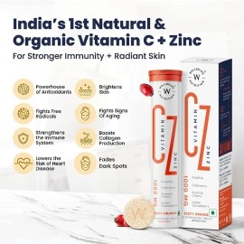 Wellbeing Nutrition Vitamin C + Zinc | Natural and Organic Immunity Booster | 100% RDA Vitamin C (96 Effervescent Tablets)(Pack Of 6)